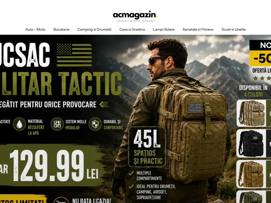 Captură de ecran a site-ului AC Magazin, pagina principală