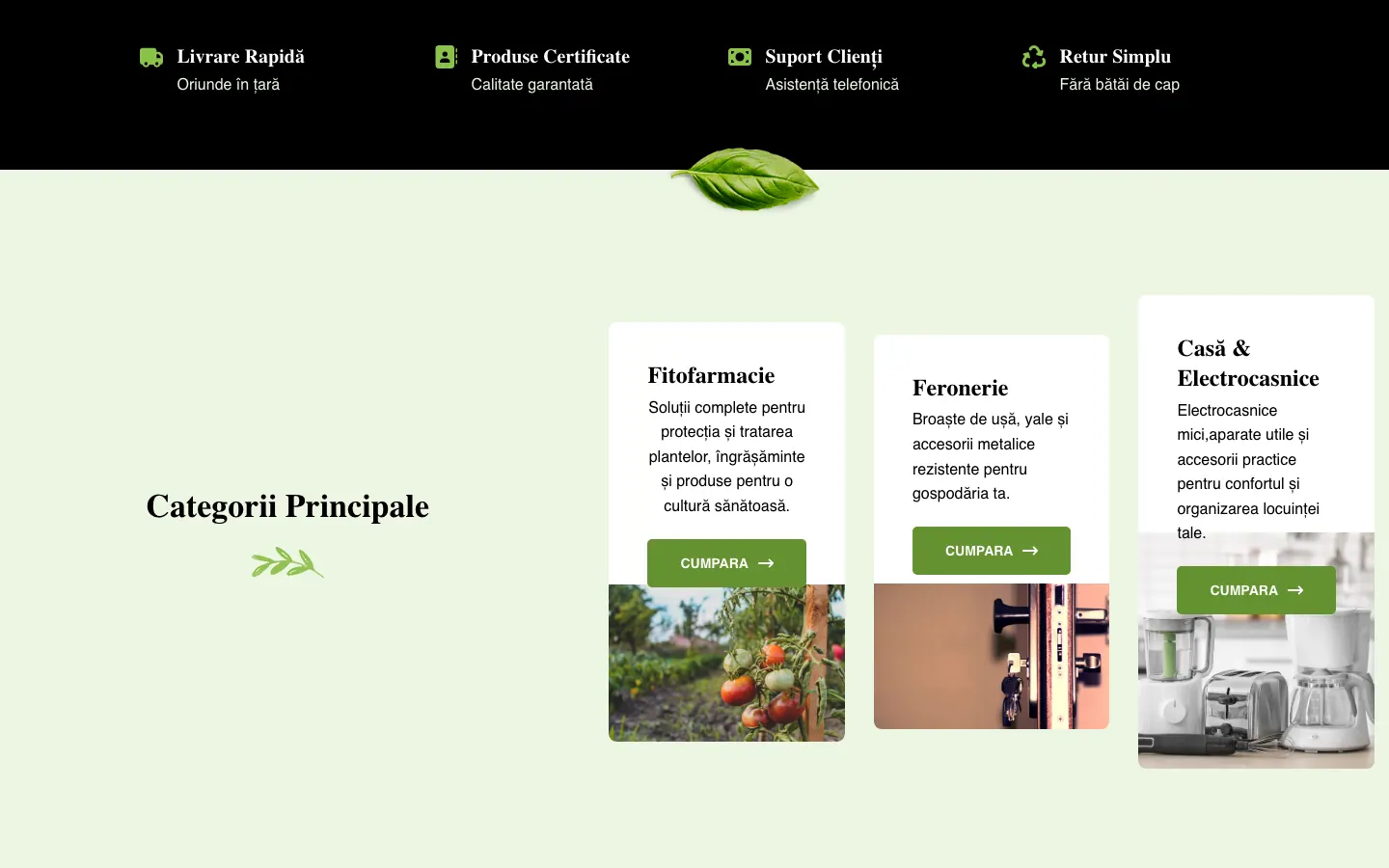 Captură de ecran a site-ului Bella Notte, continuarea paginii principale