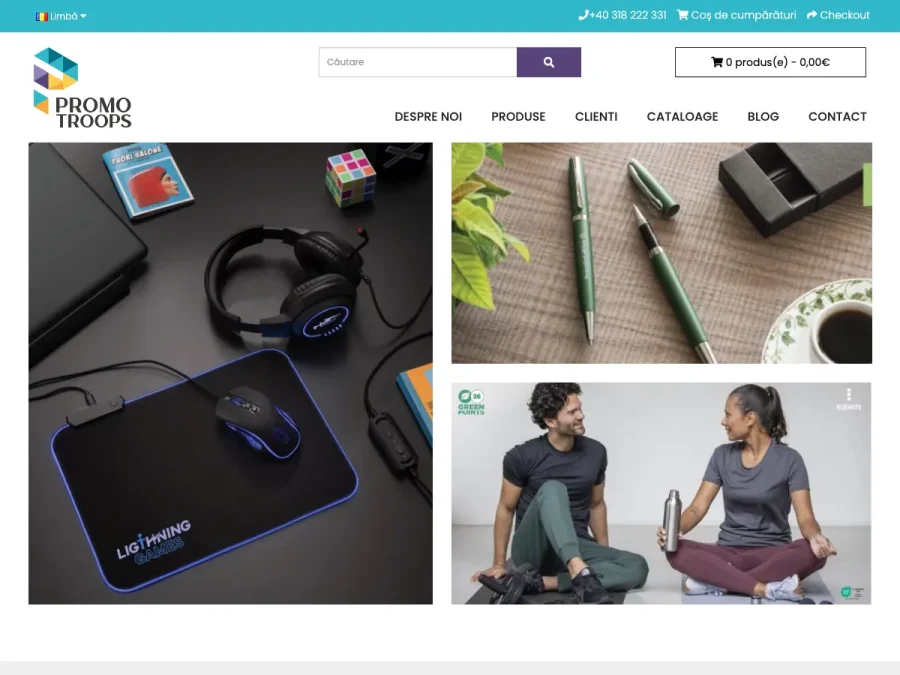 Captură de ecran a site-ului Promo Troops, pagina principală