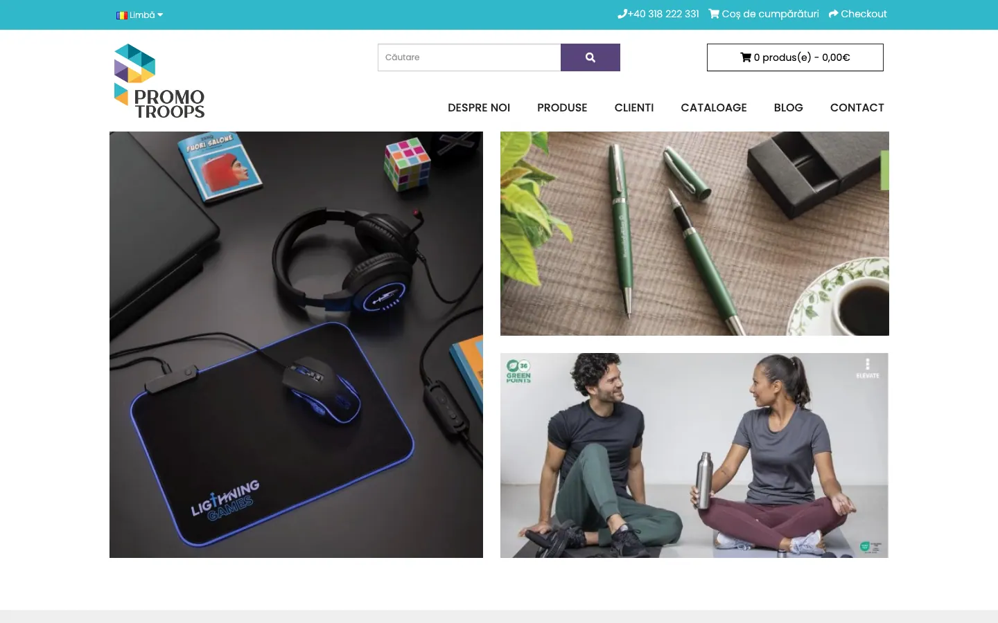 Captură de ecran a site-ului Promo Troops, pagina principală