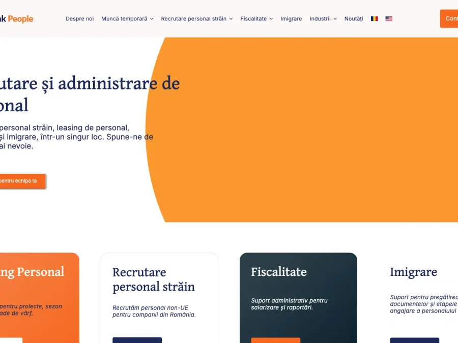Captură de ecran a site-ului Think People, pagina principală