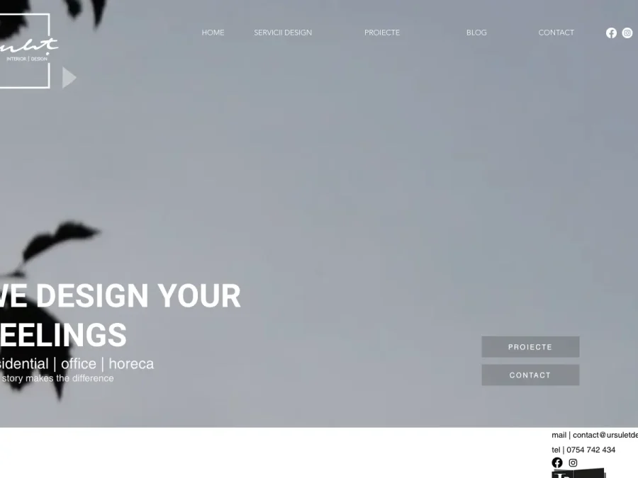 Captură de ecran a site-ului Ursulet Design Studio, pagina principală