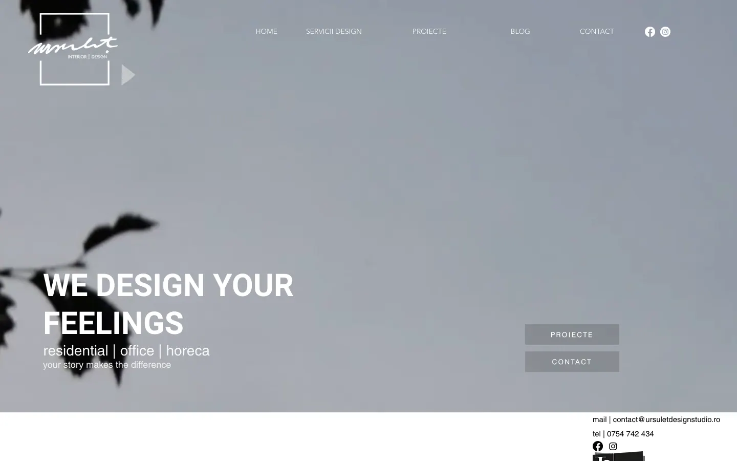 Captură de ecran a site-ului Ursulet Design Studio, pagina principală