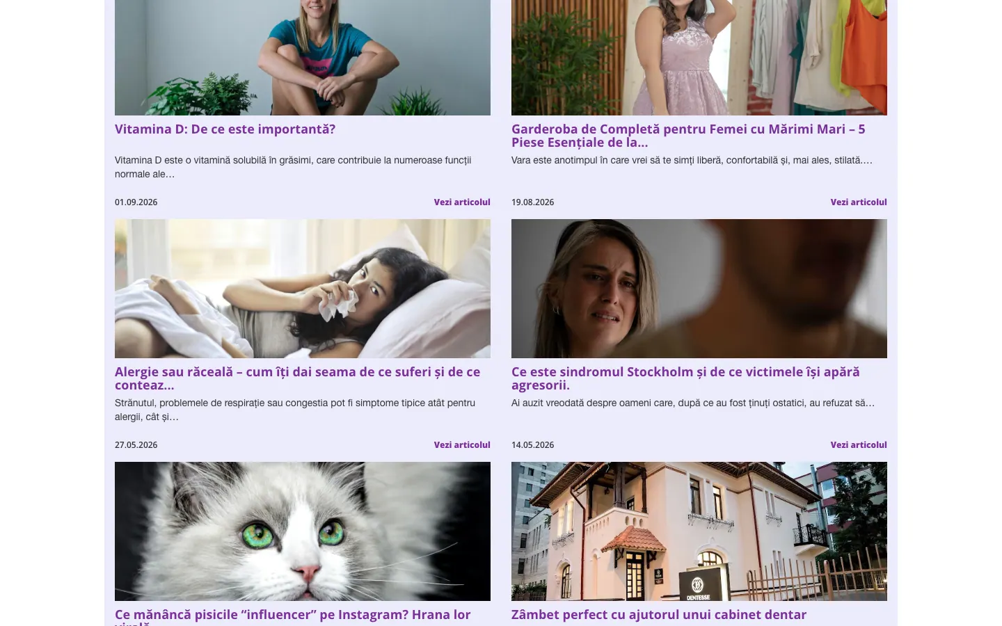 Captură de ecran a site-ului Zenivers, continuarea paginii principale